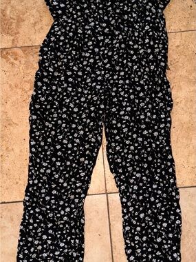 Black Floral Strapless Jumpsuit